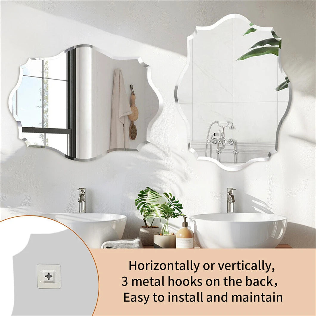Frameless Wall Mirror Scallop Oval Mirror 28x20 inch/32x24inch