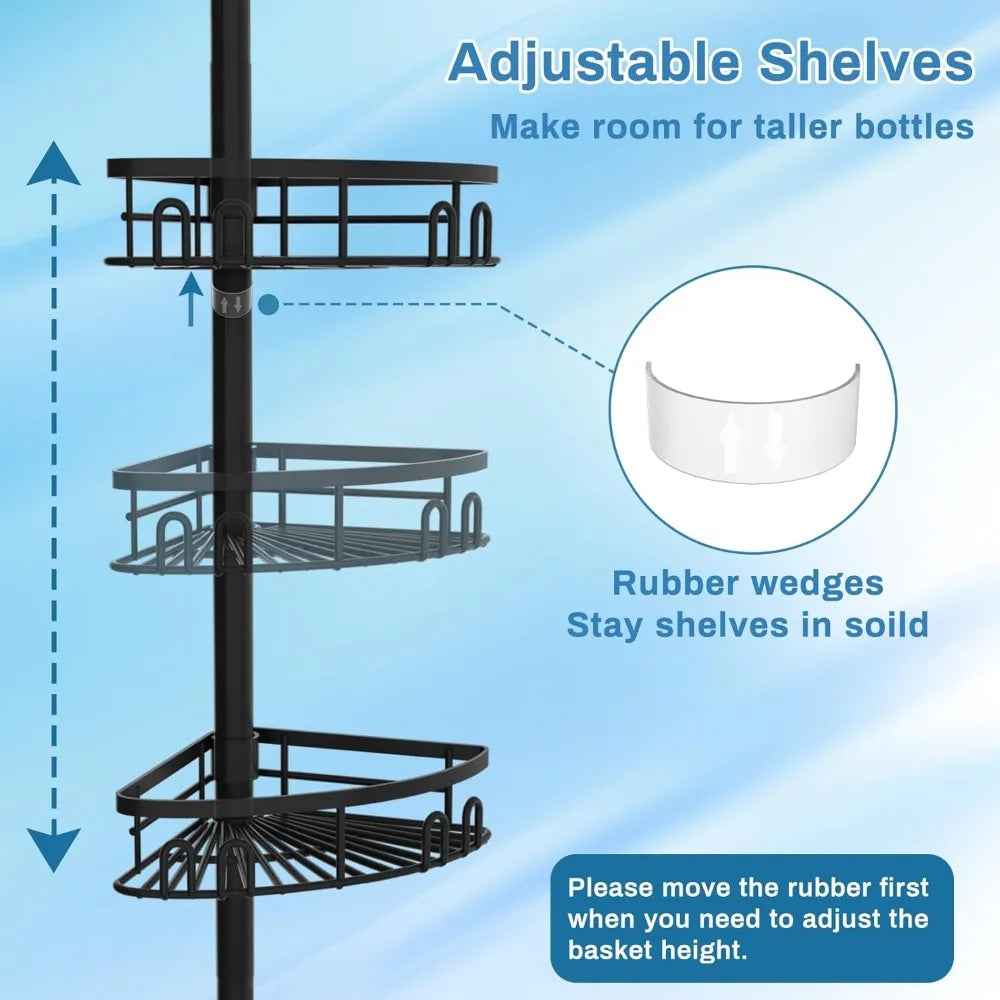 Adjustable Rustproof Shower Caddy with 4 Baskets