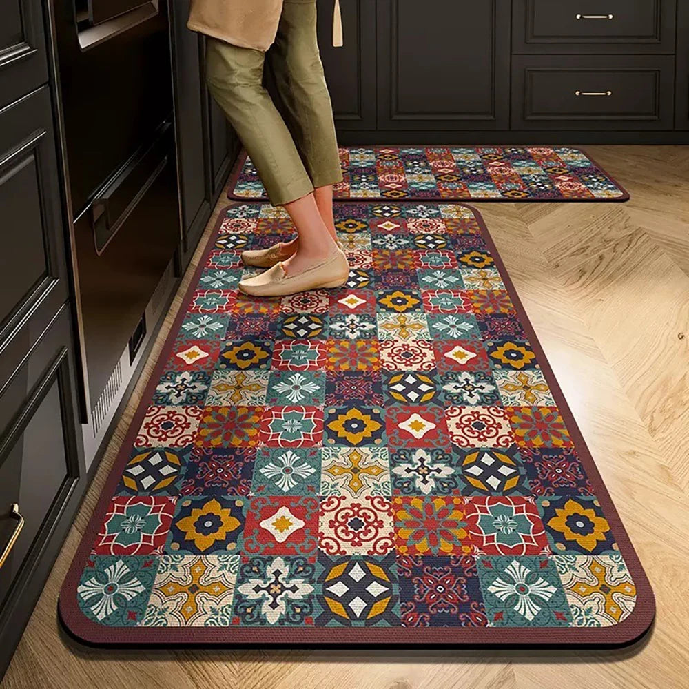 Non-slip Kitchen Mat Long Rugs Crystal Velvet Carpet