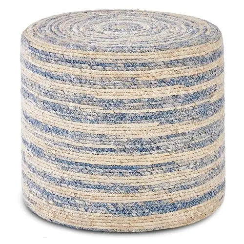 18'' Ottoman Pouf, Natural Braided Poof,