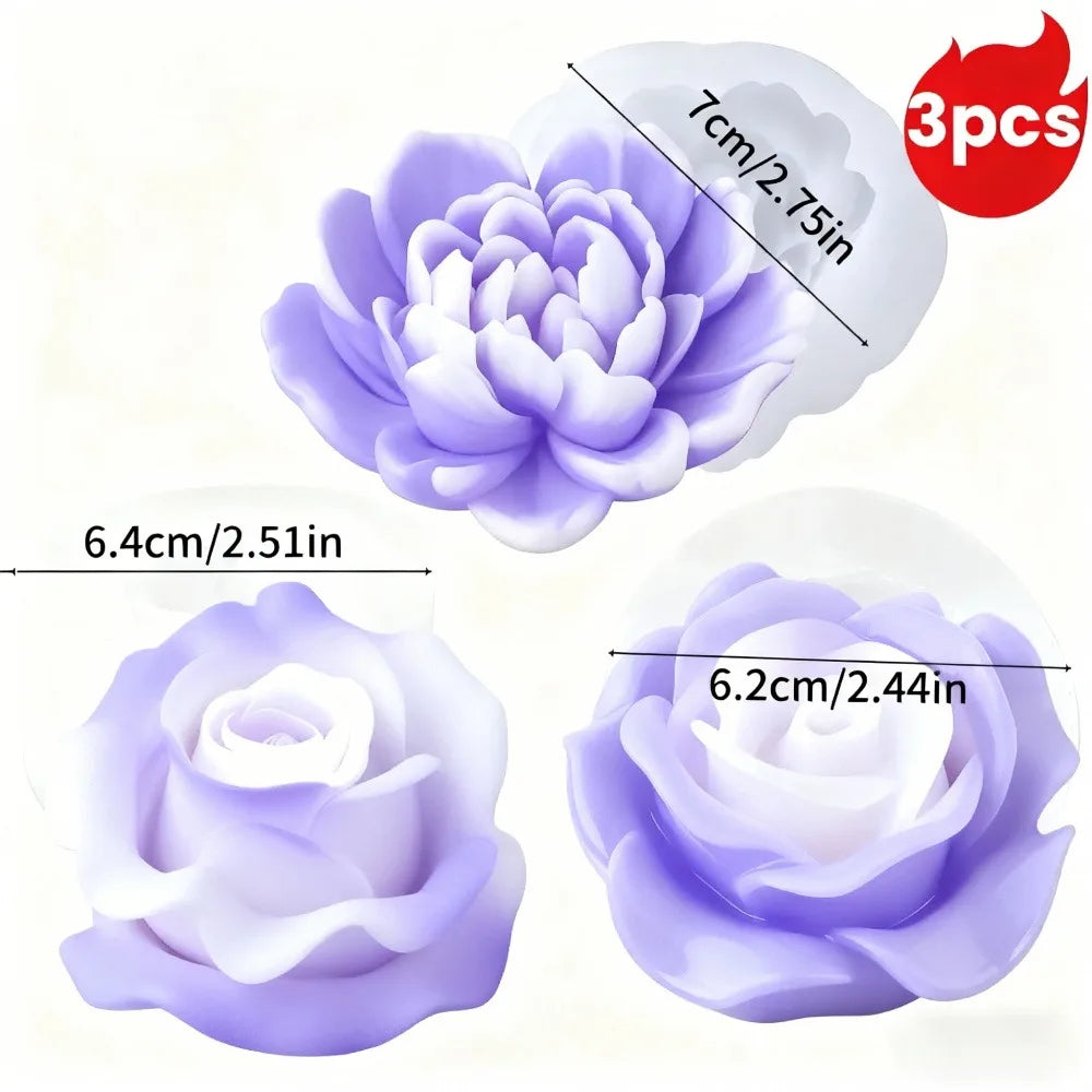 1 Piece 3D Elegant Rose Silicone Mold - Reusable Flexible Mold for Candles, Resin Art, Handmade Soap and Clay Making