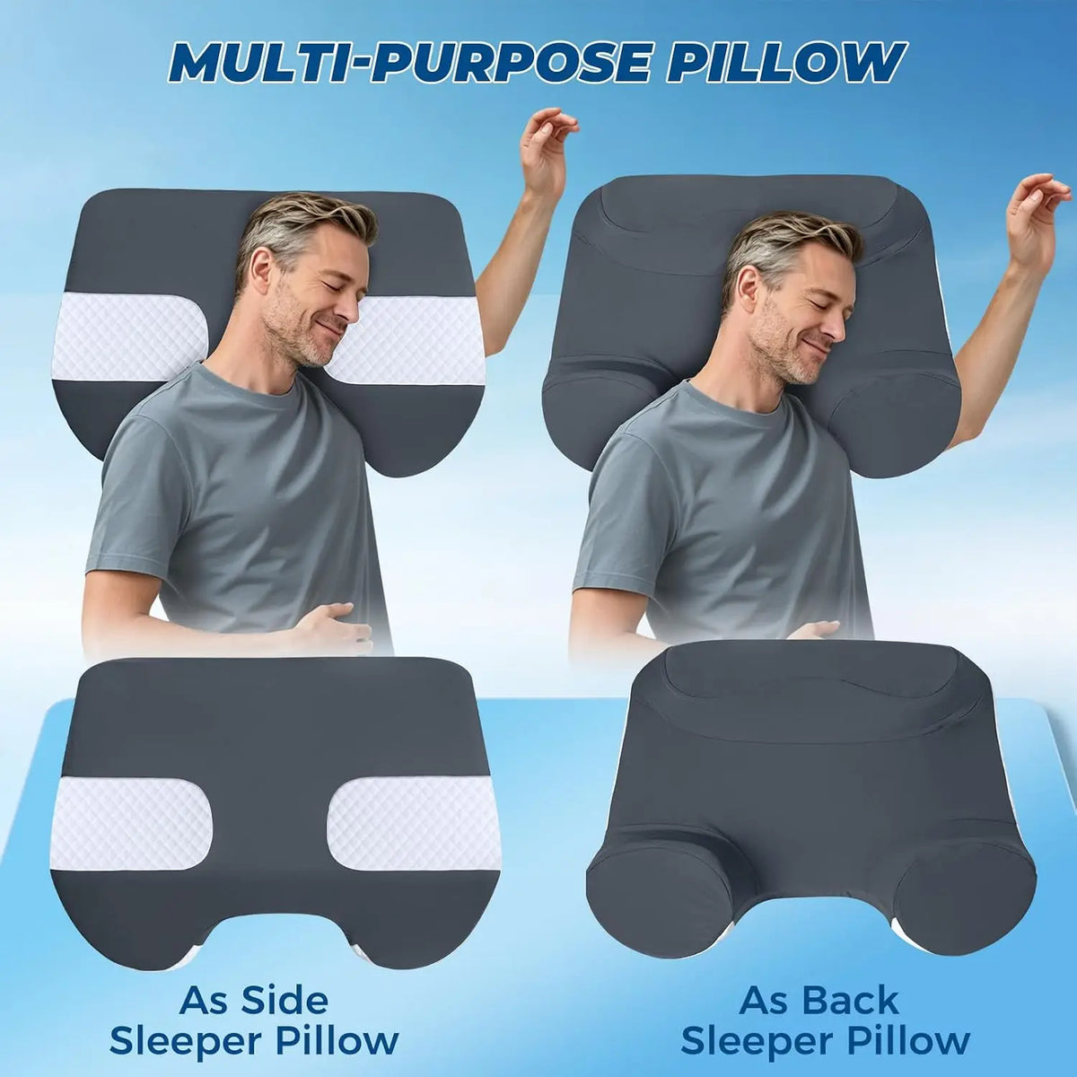 Side Sleeper Pillow with Arm Holes, 2 in 1 Shoulder Relief System