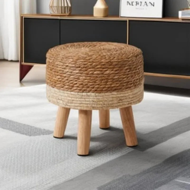 Natural Small Round Stool Thickened Seat for Shoe Change
