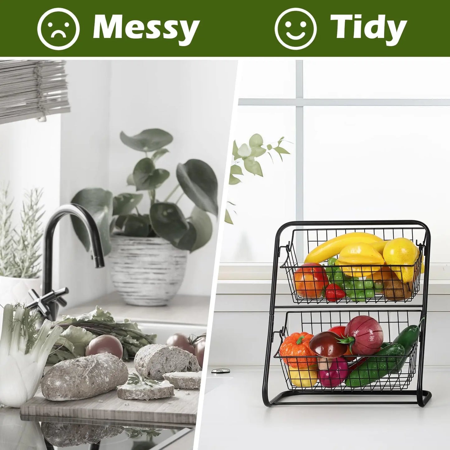 2-Tier Kitchen Fruit and Vegetable Storage Rack,