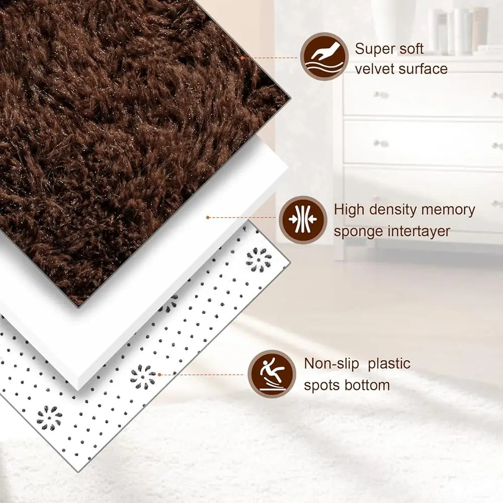 Super Soft Shaggy Rugs Fluffy Carpets, 4X5.9 Feet