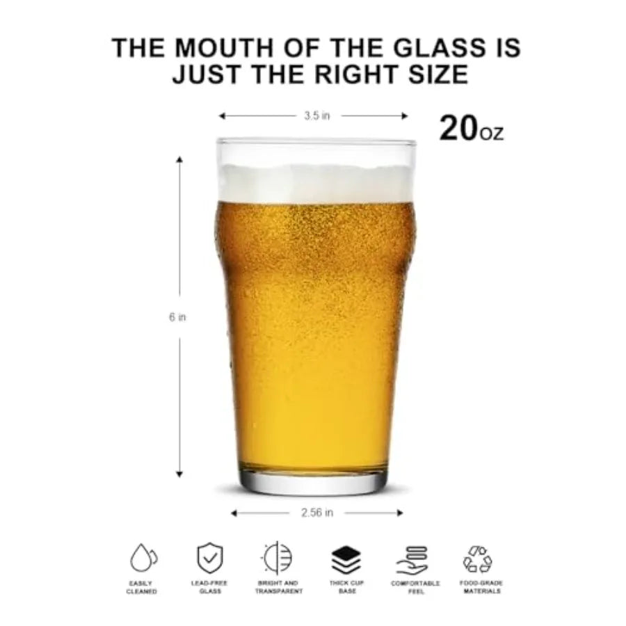 Pint Glasses, 20oz British Beer Glass, Tumbler,