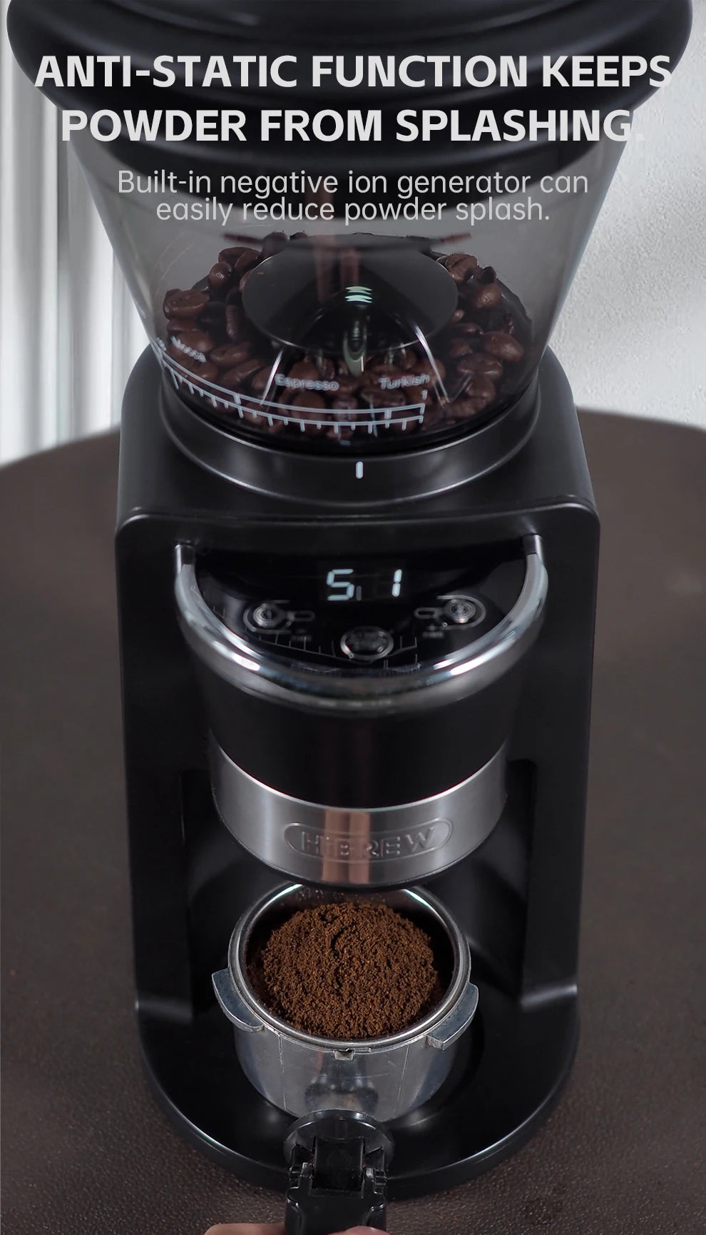 Automatic Burr Mill Electric Coffee Grinder with 34 Gears
