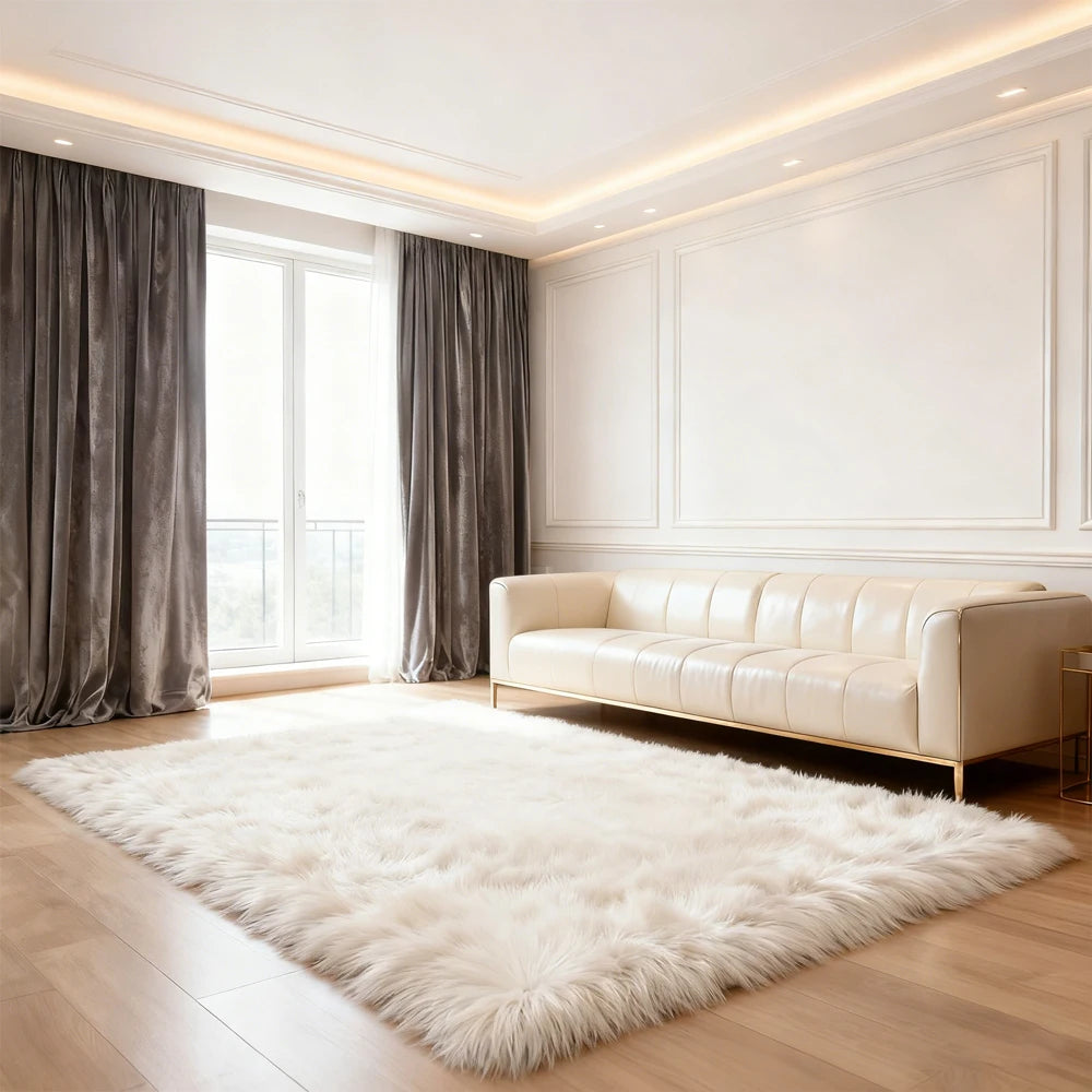 Area Rugs 10x12 Fluffy Fuzzy Furry Rug Faux Sheepskin