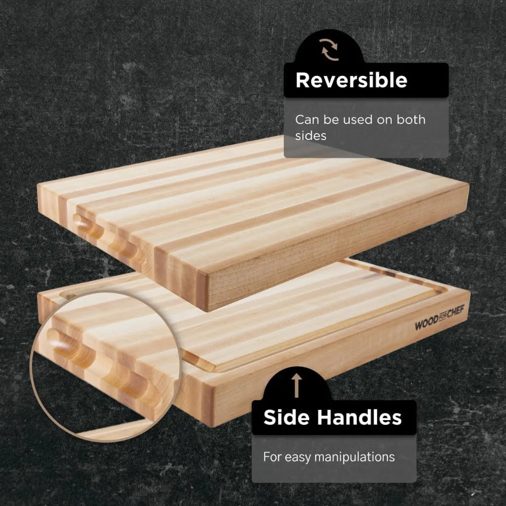 Wood Cutting Board Maple - A Reversible Butcher Block  16x12x1.5"