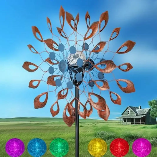 Solar Wind Spinners 73" LED Light Kinetic Sculpture Spinner