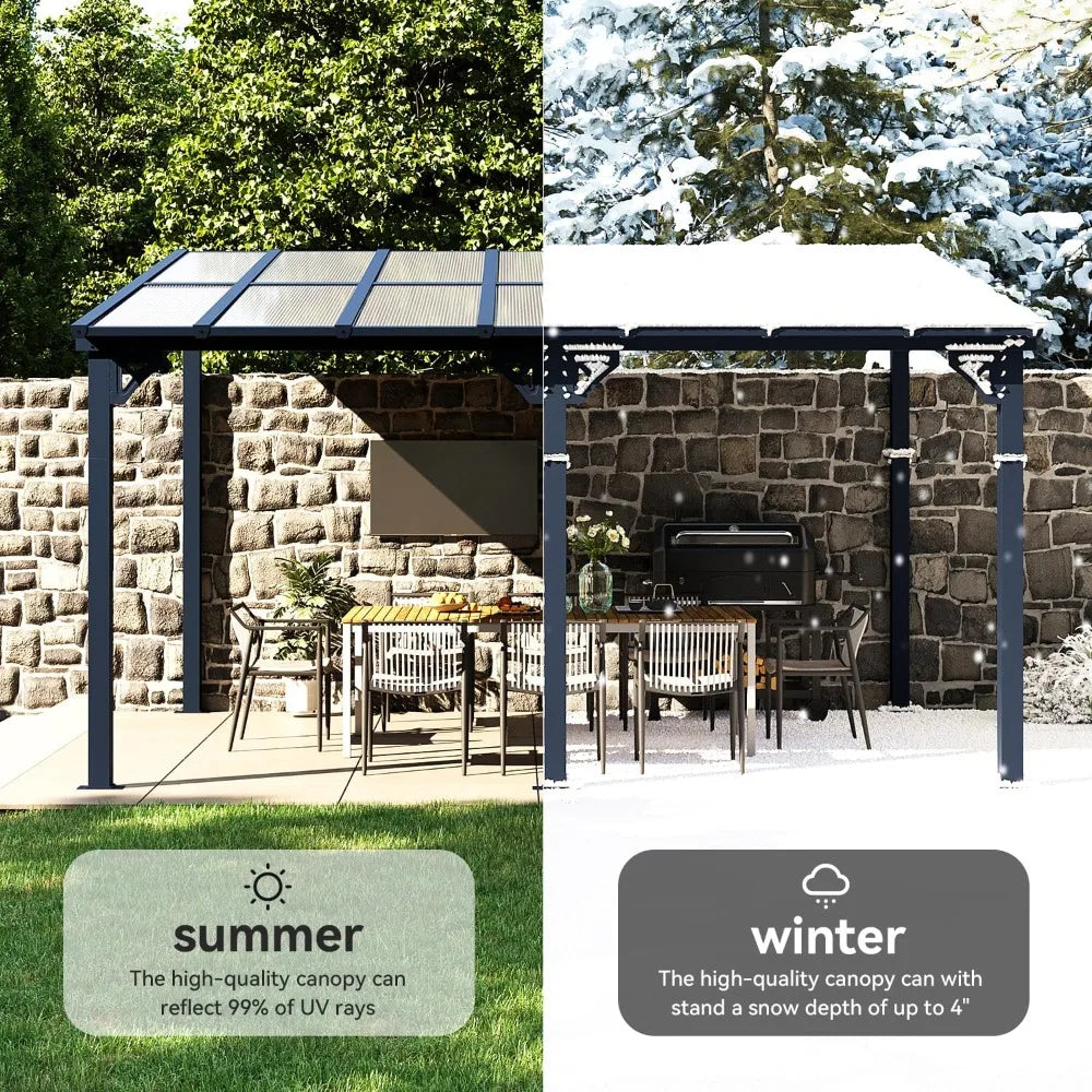 10' x 14', Gazebo with Sloped Roof, Large Wall-Mounted