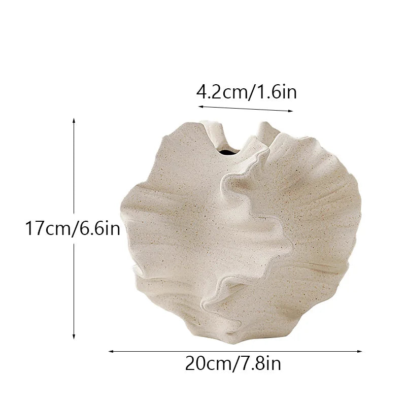 Ceramic Coral Vase Beige Matte Container