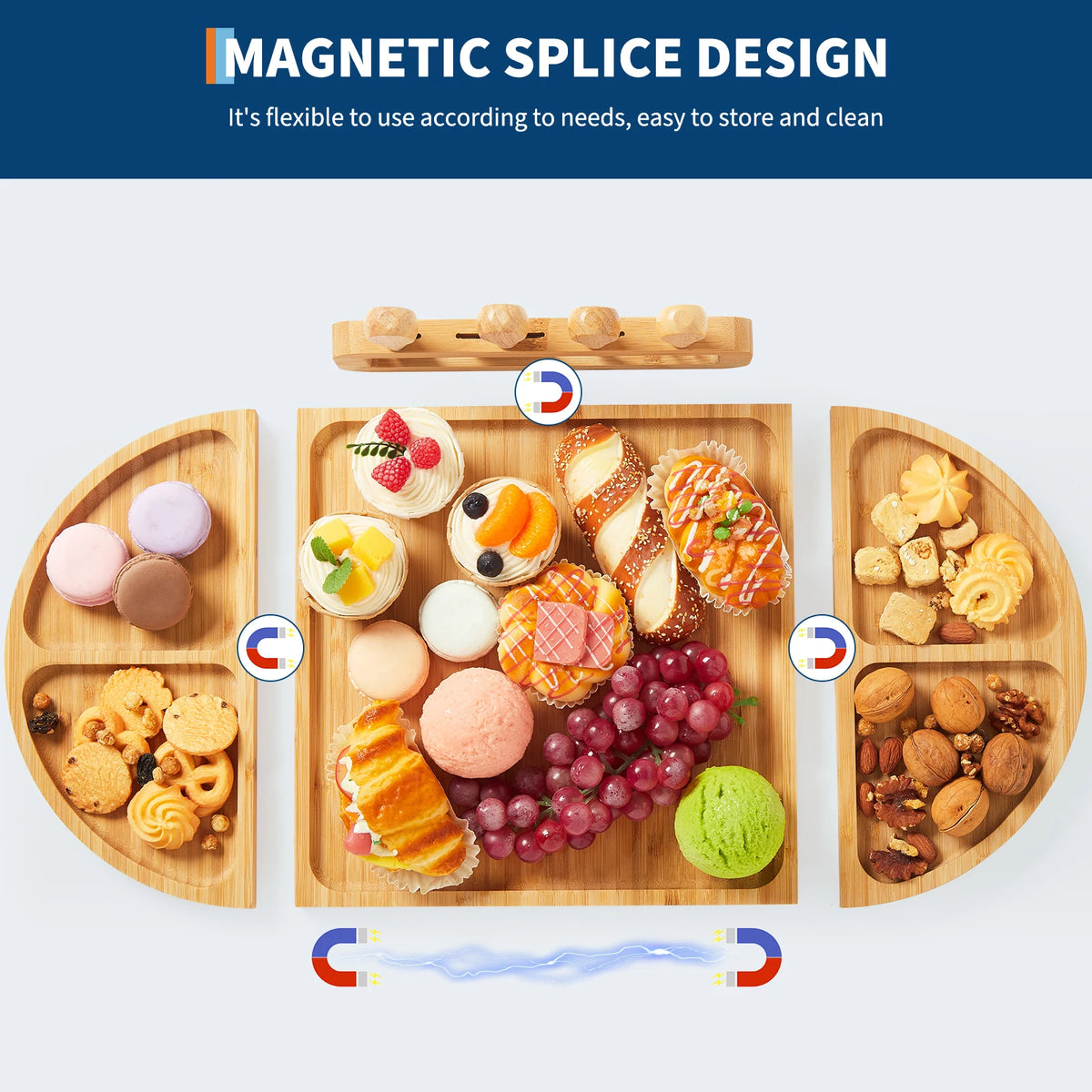 Bamboo Charcuterie Board Set, Magnetic, Knives