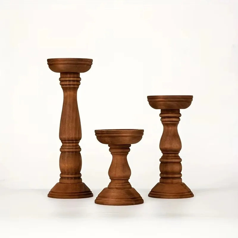 3pcs Rustic Farmhouse Wooden Candle Holders