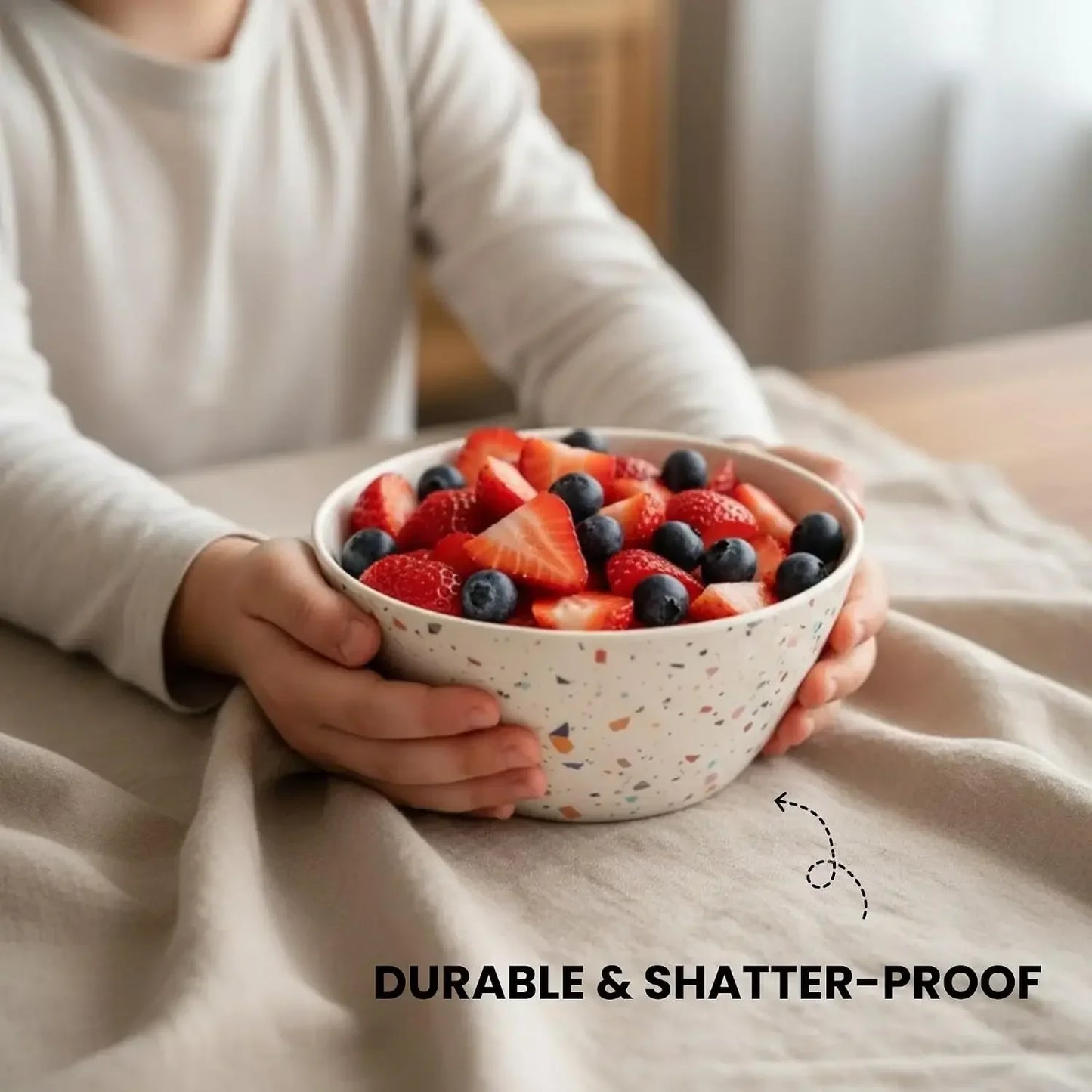 Bamboo Bowl Set of 4 – 6-Inch, 20 oz Deep Cereal & Snack Bowls for Kids
