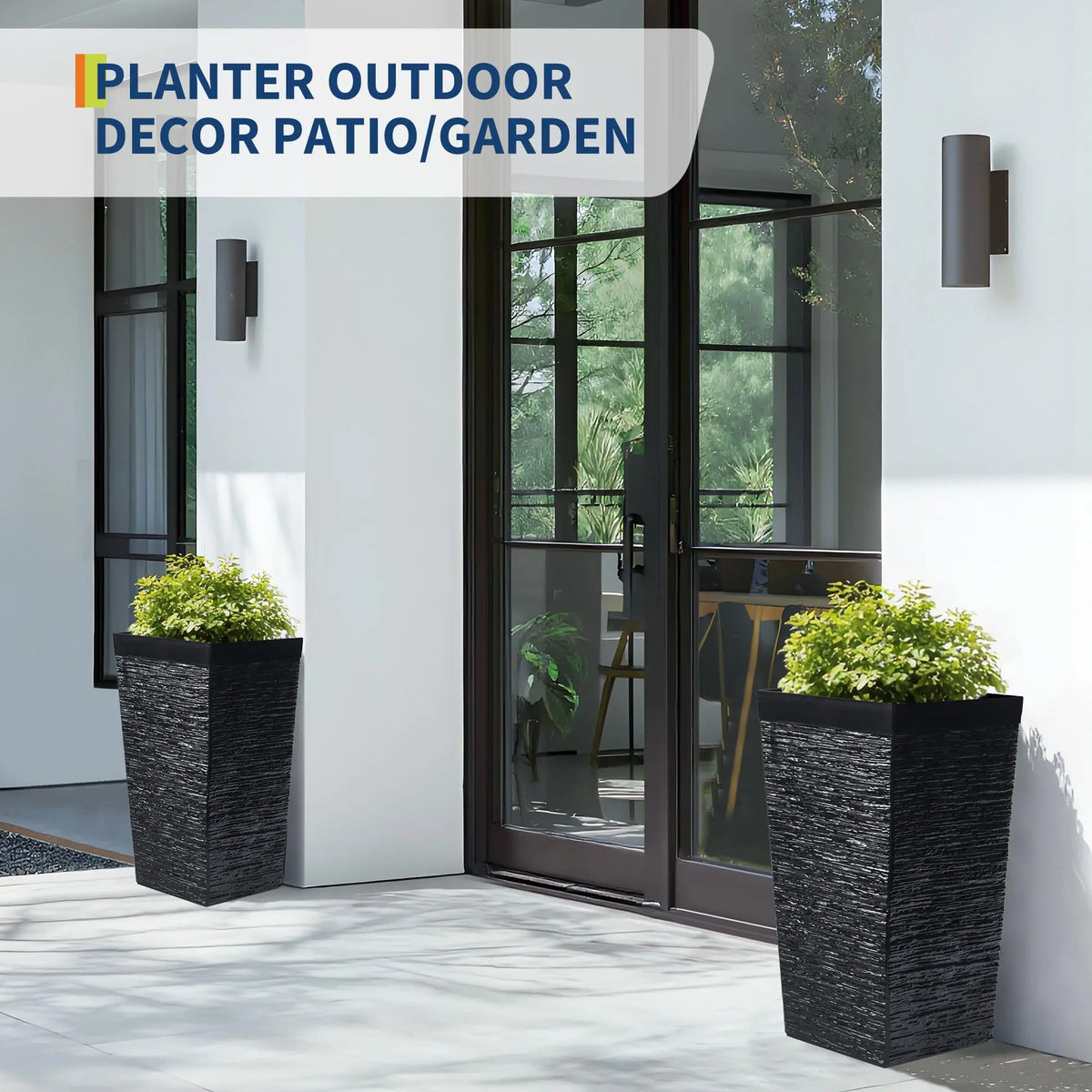 22.5'' Tall Planters Set Of 2, Self Watering Outdoor Indoor Planter Pots
