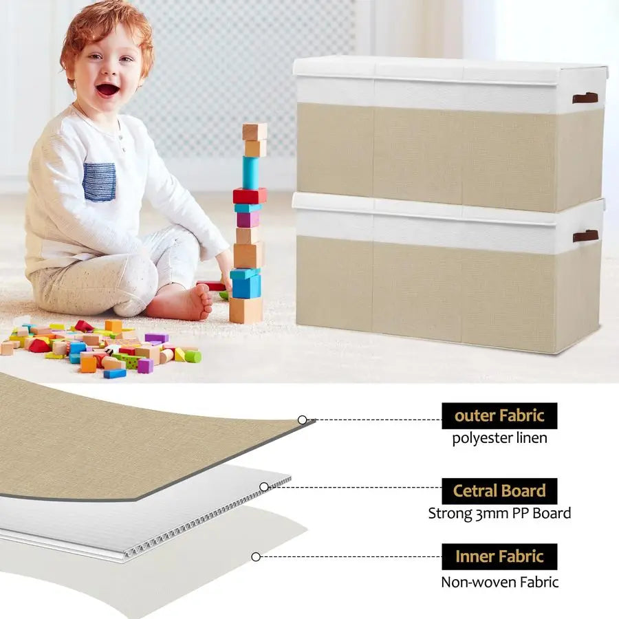 Large Toy Storage Box with Lid, SturdyChest Bin Organizer