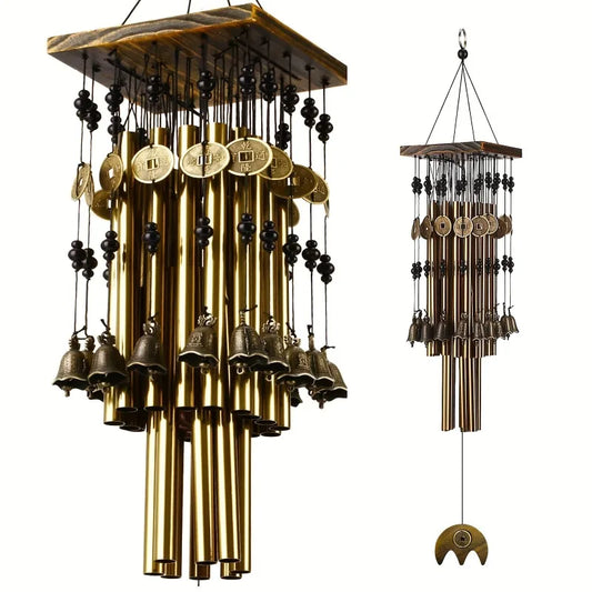 Wind Chimes Handmade Natural Wooden & Metal Aluminum Tube