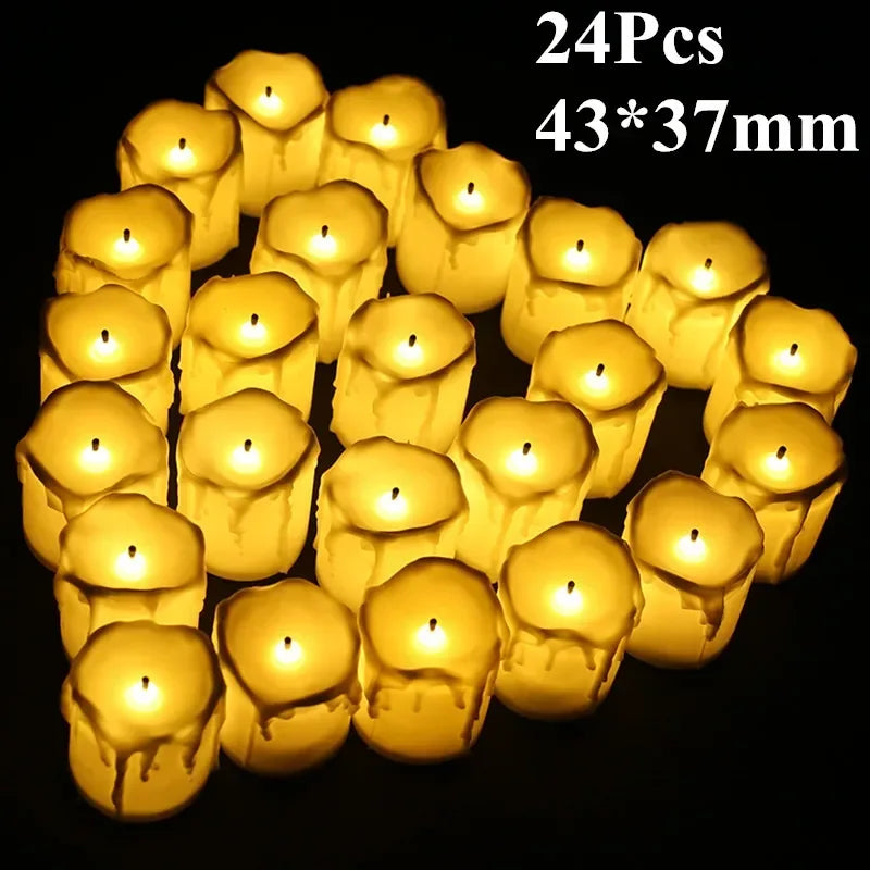 6/24Pcs Flameless LED Candles Tea Light - Battery Powered