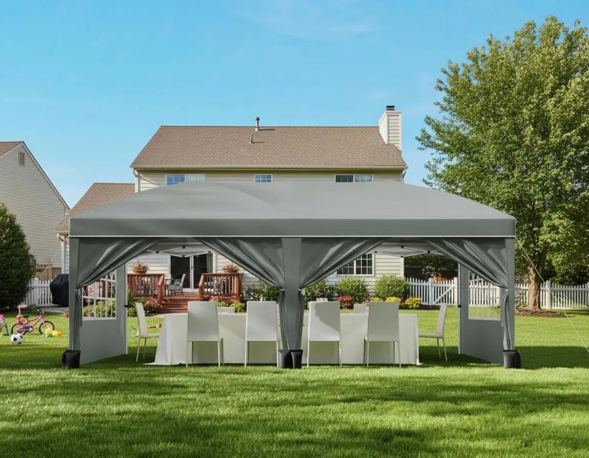 Heavy Duty 10x20 FT Pop Up Canopy Tent, with 6 Waterproof Sidewalls