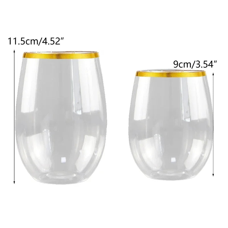 12/16oz Unbreakable Stemless Plastic Wine  Glasses