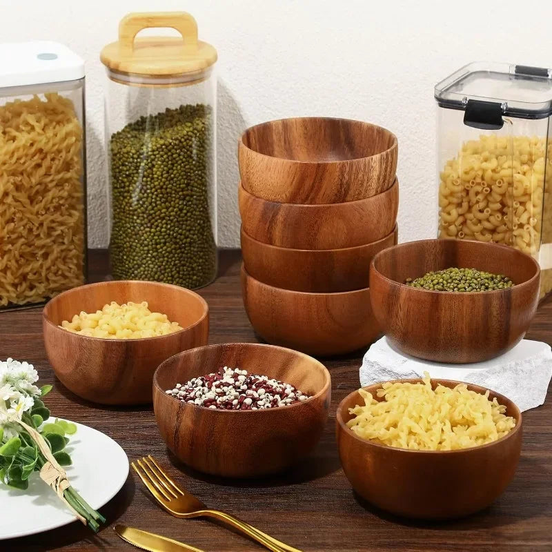 Multisize Solid Wood Salad Bowls