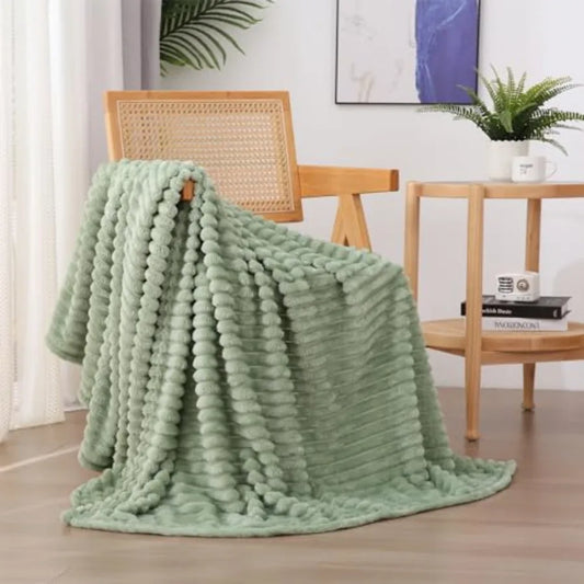 Sage Green Fleece Throw Blanket 50"×60Super Soft Cozy Plush Microfiber