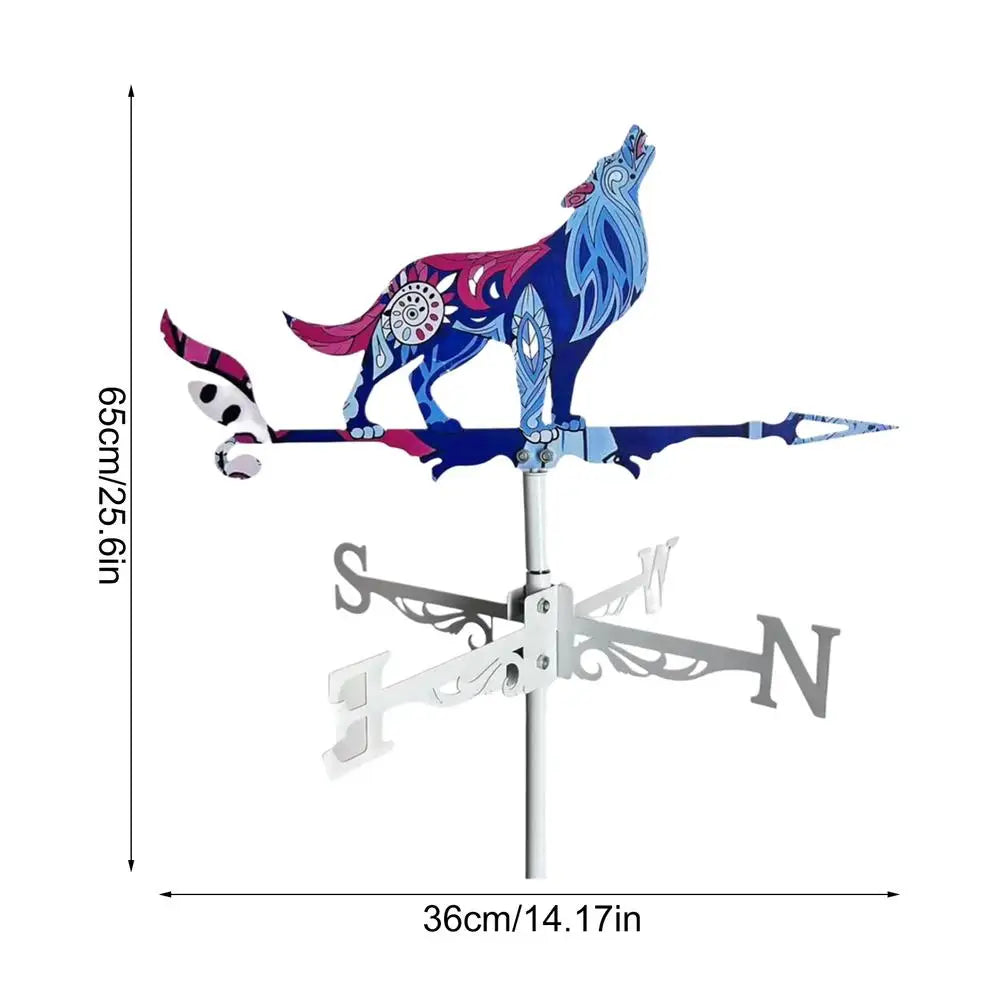 Wolf Rooster Weathervane Metal Weathervanes Wind Spinner