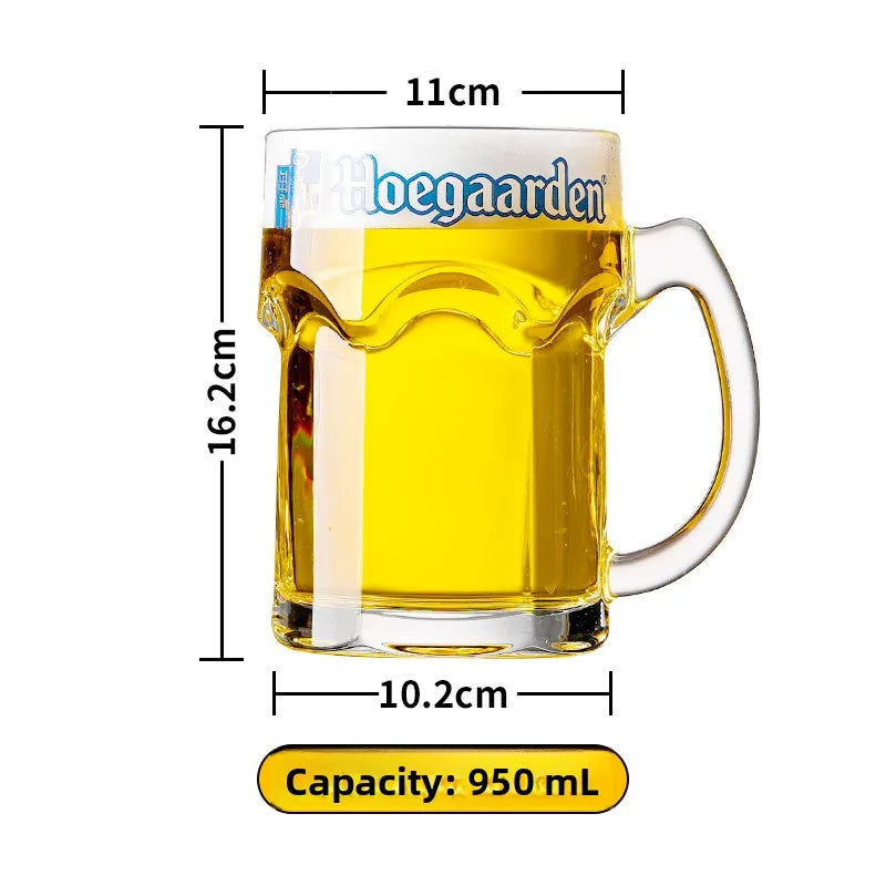 Large Capacity Beer Glass with Handle High End Glass Drinking Cup