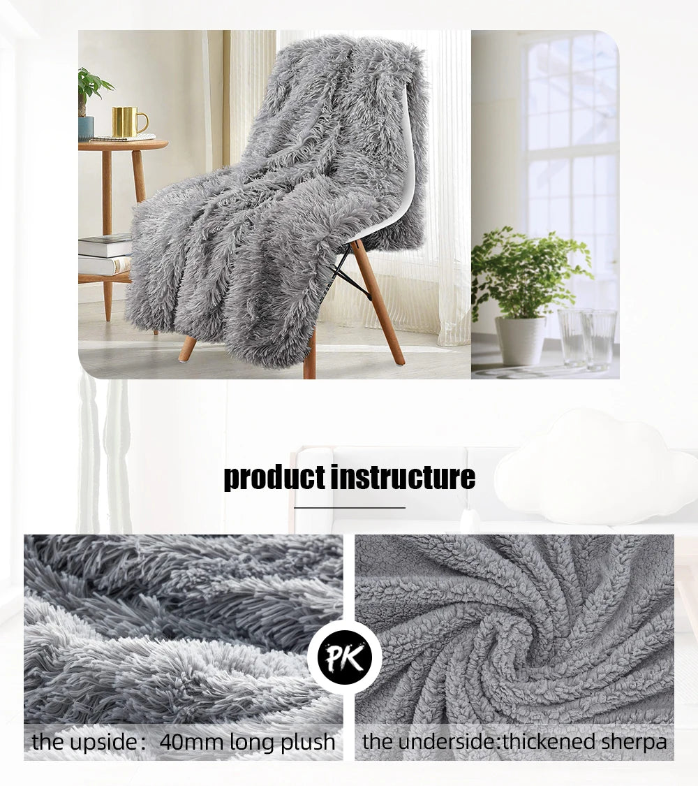 Thickened Fluffy Blanket Warm winter Double side