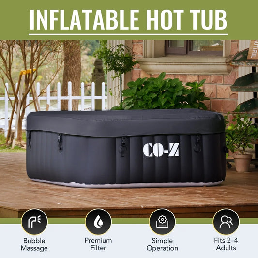 4 Person Inflatable Hot Tub 5x5ft 120 Jets 1200W Heater