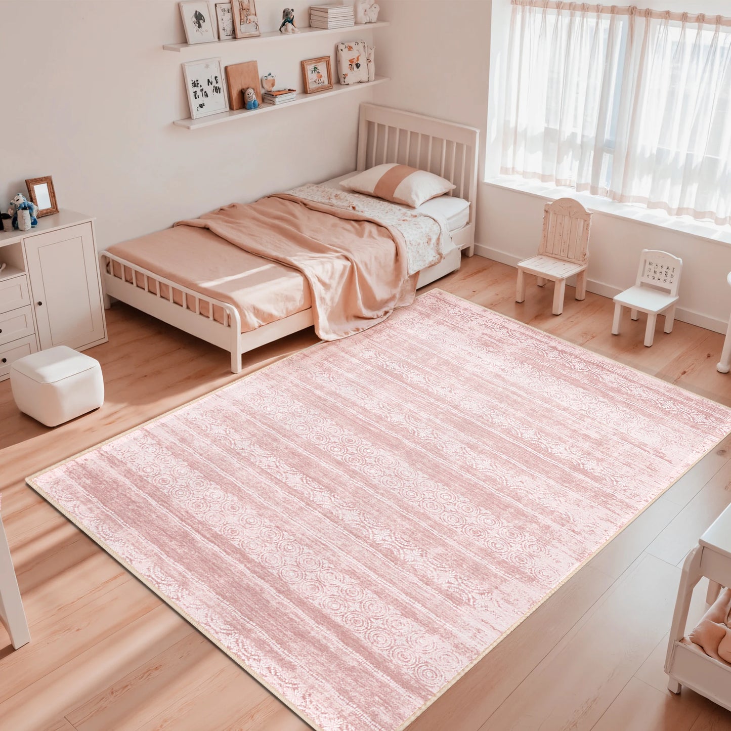 Dusty Pink 8x10 Rugs - Washable Non Slip Rug