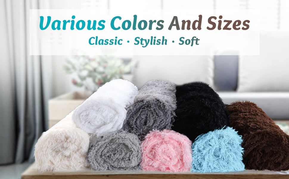 Fluffy Blanket Throw Solid Color Shag Plush