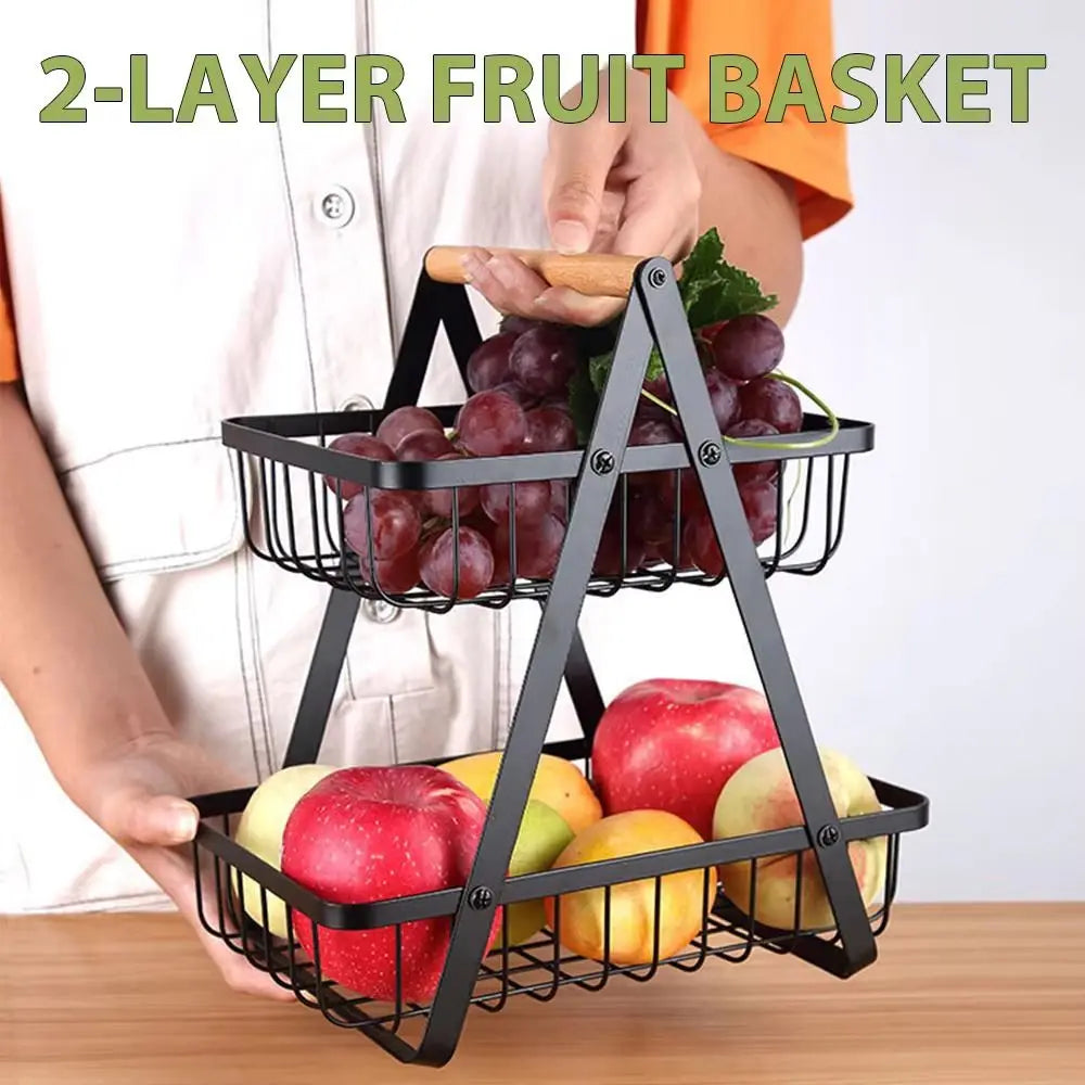 2-Tier Design Fruit Basket 3-Tiers Design Kitchen Organizer