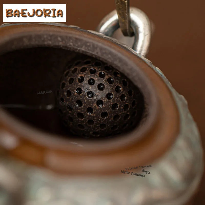 Antique Gilded Silver Lotus Ceramic Teapot