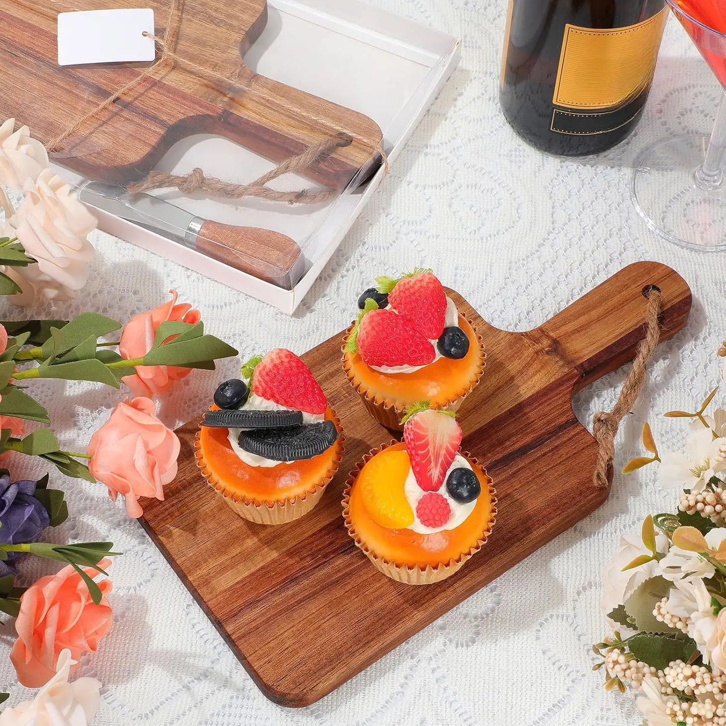 12 Sets Charcuterie Boards with Gift Boxes Cards, Acacia Wood