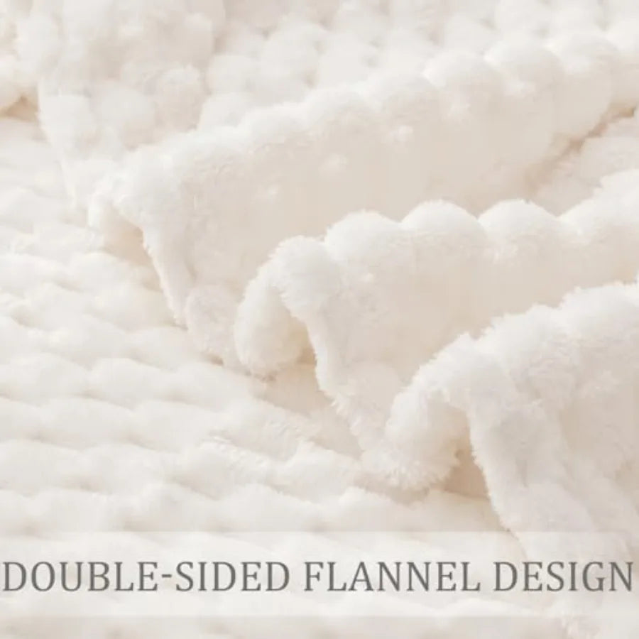Fleece Throw Blanket, Extra Large Fuzzy Ivory, Soft  50x70 Inches