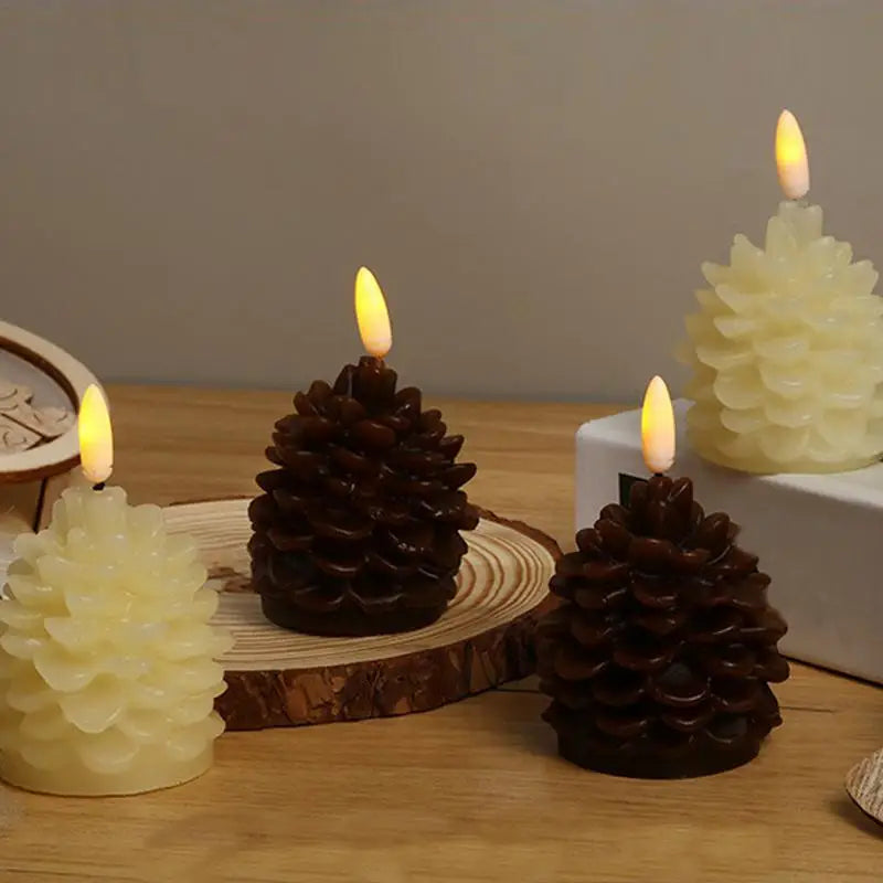 4Pcs Flameless Led Pinecone Candles