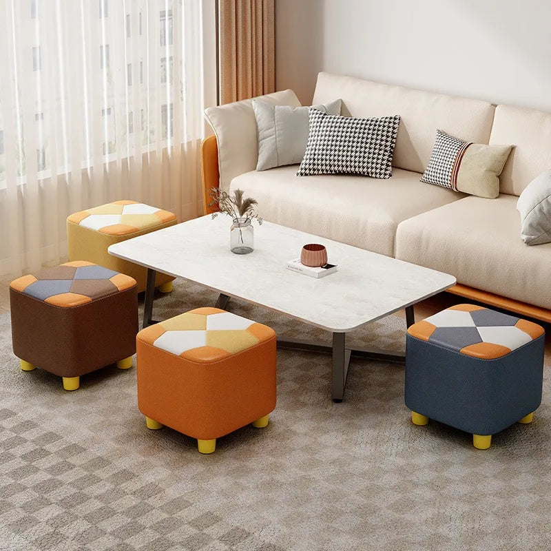 Wooden Waterproof Square Stools Colorful Creative Design