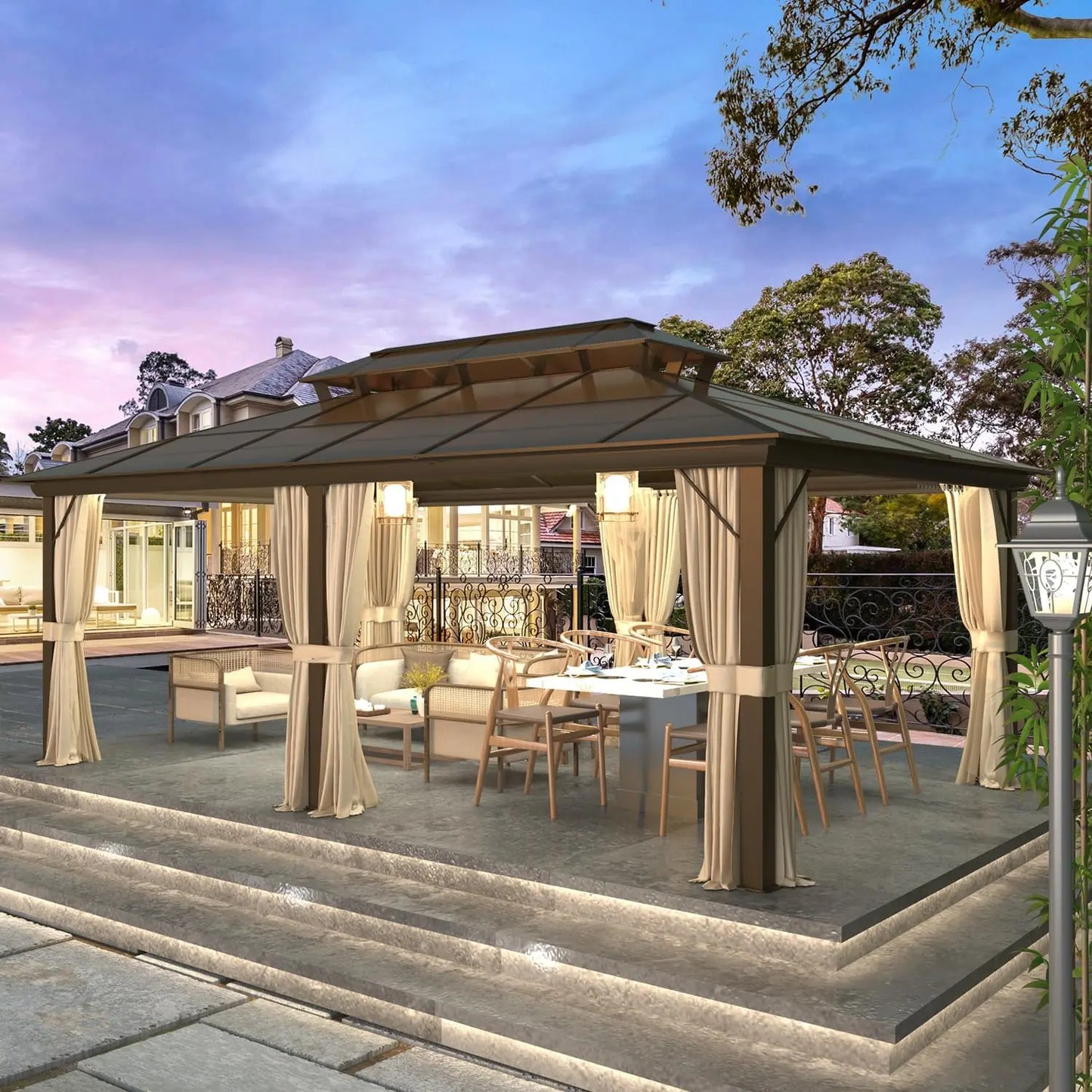 12'x20' Hardtop Gazebo,  Double Roof Canopy