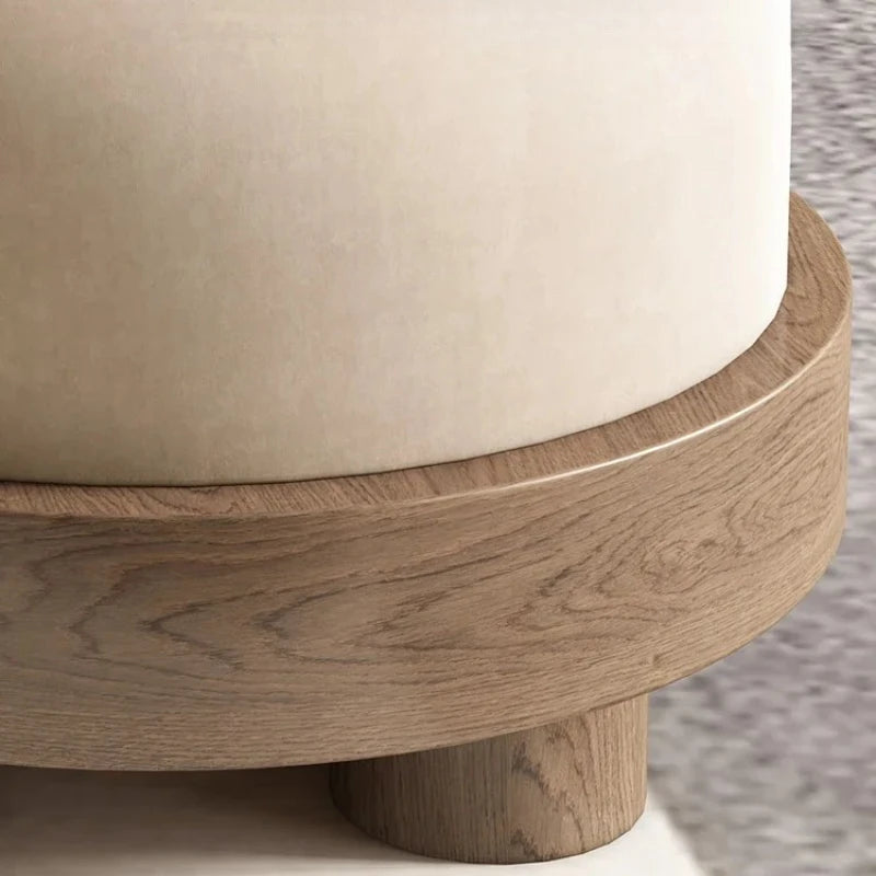 Pouf Furniture Stool Solid Wood Low Shoe Changing
