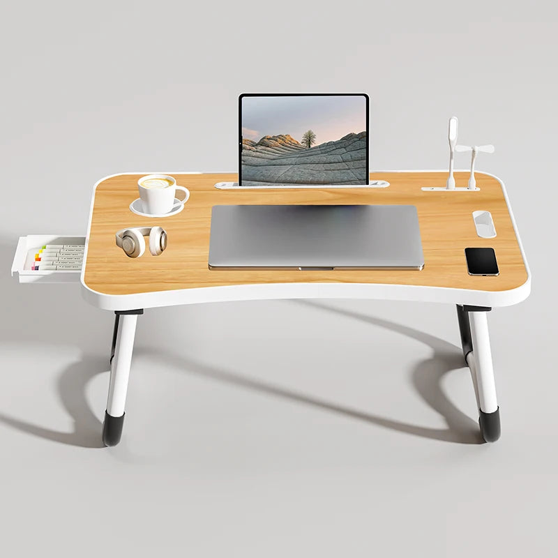 Portable Desk - USB Light, Small Fan, Cup Holder