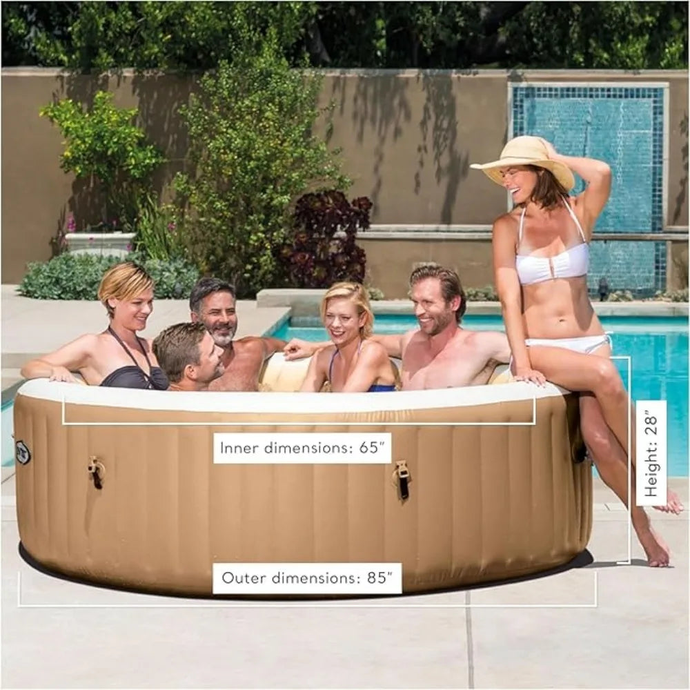 Outdoor Inflatable Hot Tub with Spa Cover, 6 People