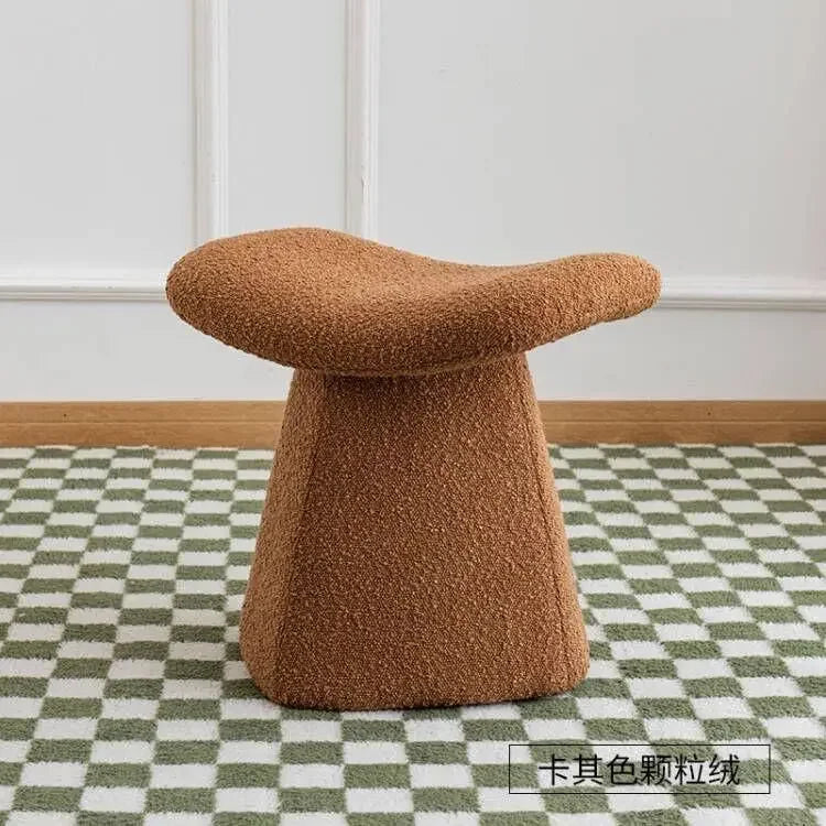 Nordic Ottoman Sitting Pouf Stool - Wooden Vanity Chair