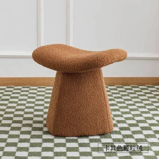 Nordic Ottoman Sitting Pouf Stool - Wooden Vanity Chair