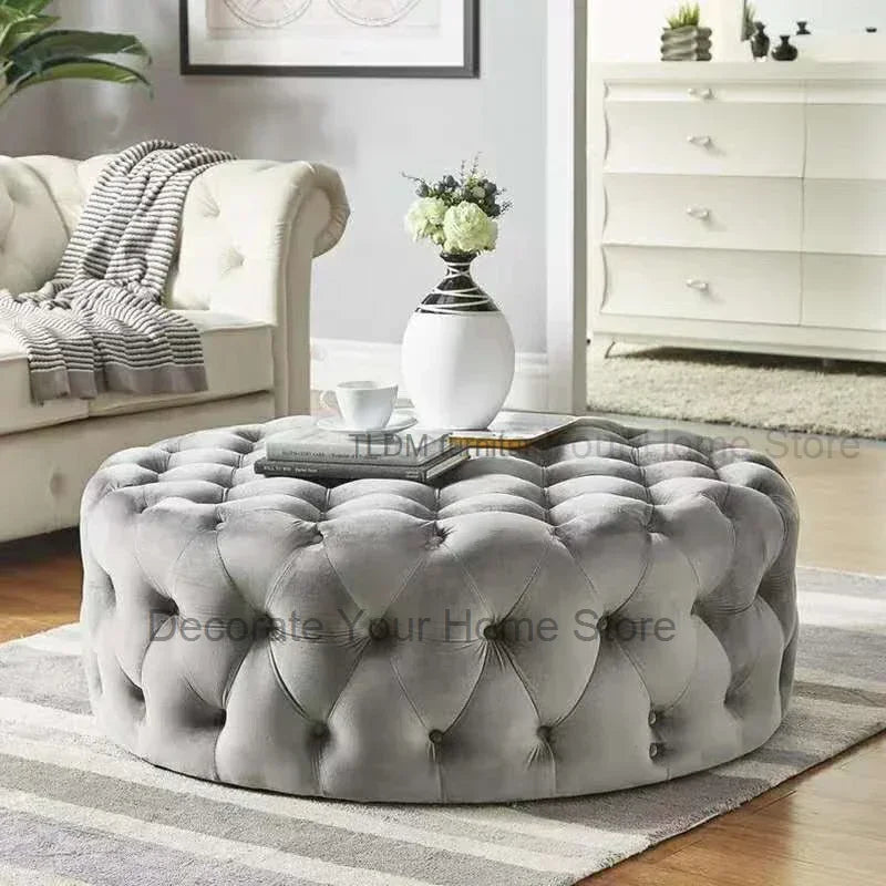 Velvet Round Ottoman Luxury Sofa Pouf