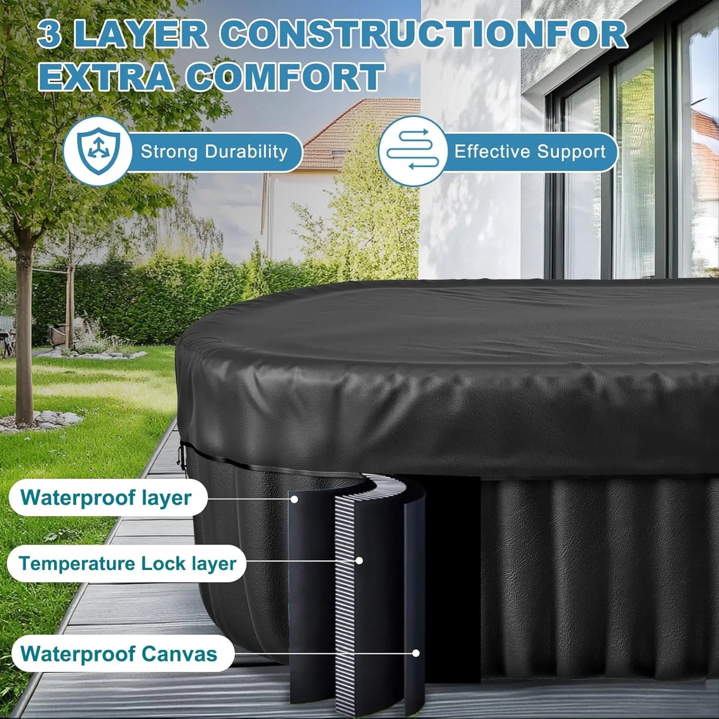 Inflatable Hot Tub - 2 Person, Portable Blow Up Spa 90 Soothing Bubble Air