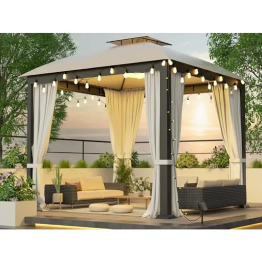 Patio Gazebo Heavy Duty Double Roofs Anti-UV Shelter