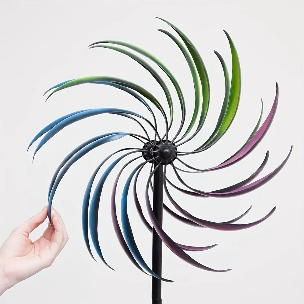 Large Metal Wind Spinner with 360° Rotating Dual-Blade Windmill
