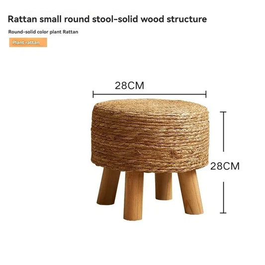 Natural Small Round Stool Thickened Seat for Shoe Change